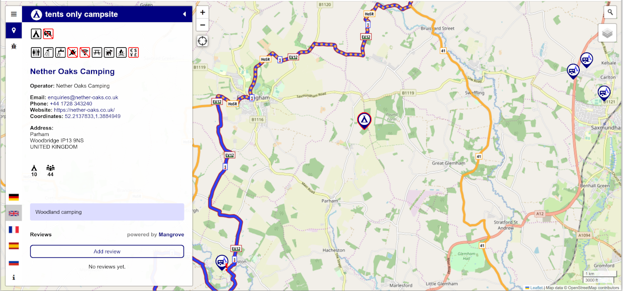 Nether Oaks entry on opencampingmap.org